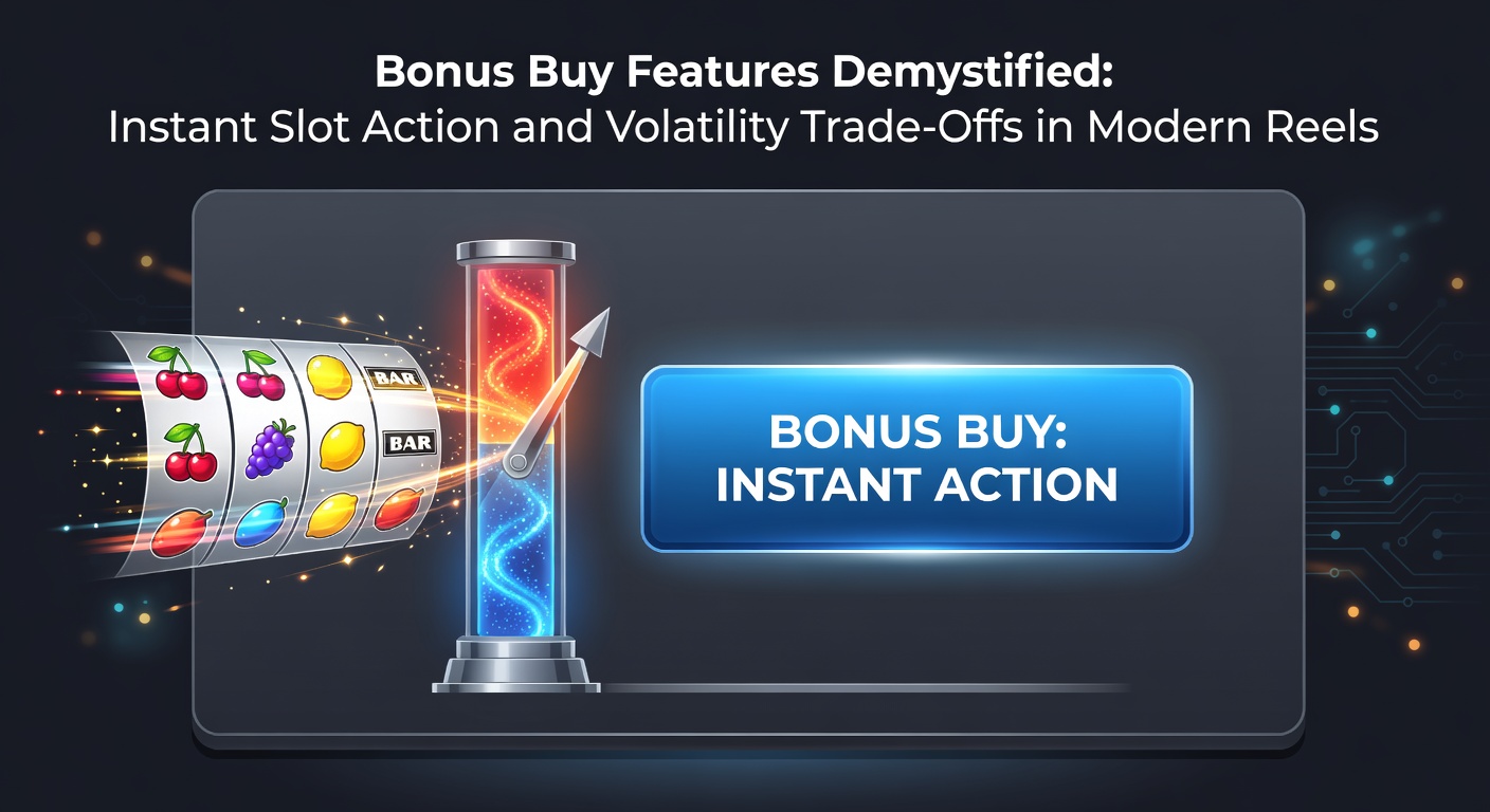 Vibrant slot machine reels with bonus buy button highlighted, showcasing instant feature activation in a modern casino game interface