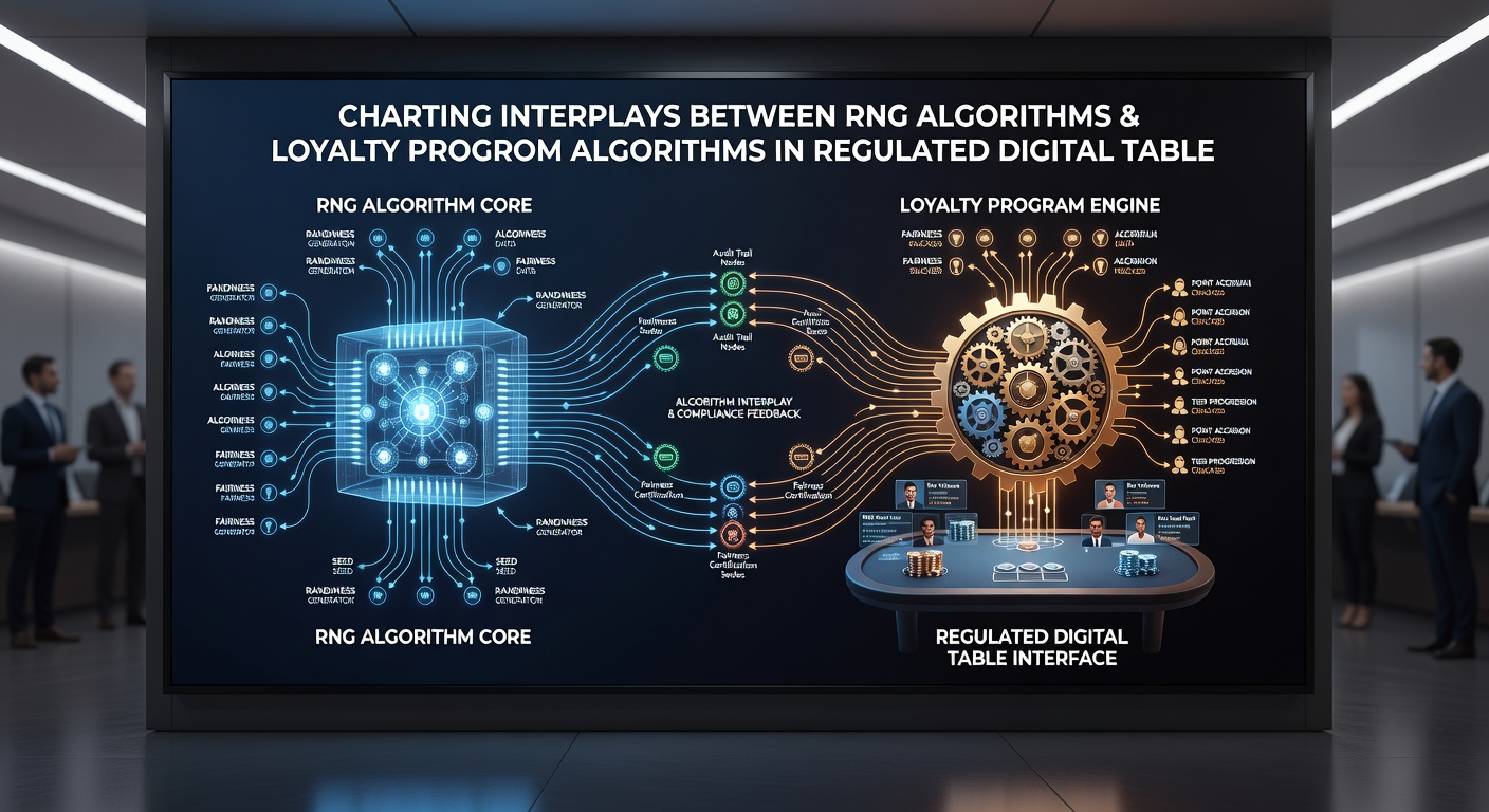 Dashboard view showing data flow between RNG outputs and loyalty reward calculations in a digital casino interface