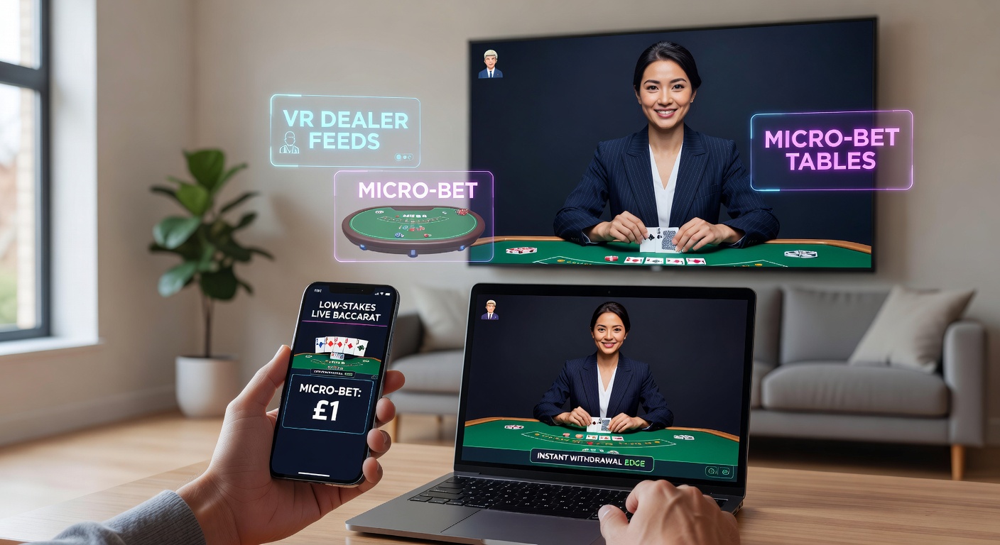 Close-up of a vibrant live baccarat table with micro-bet options displayed on a digital interface, showing low entry stakes for players