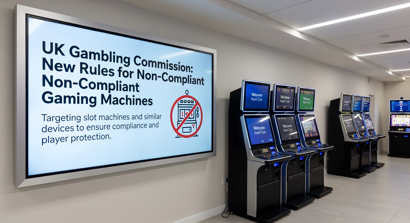 Regulatory documents and gaming machine schematics illustrating compliance checks and enforcement actions