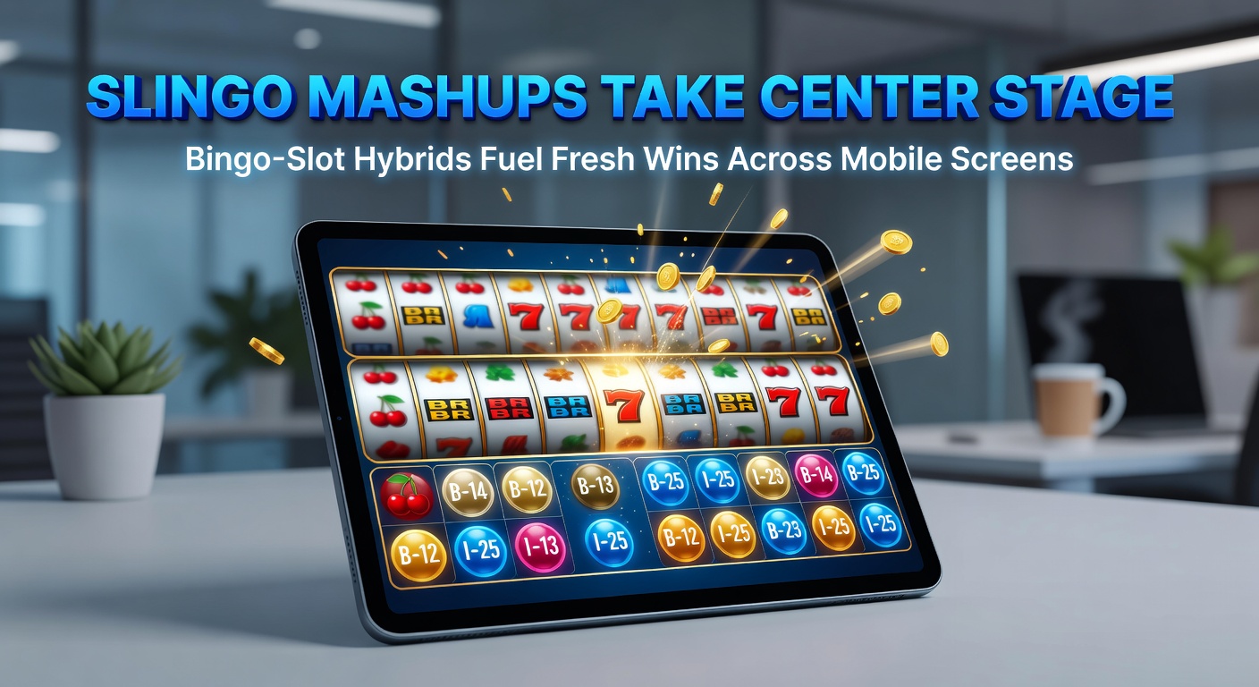 Close-up of a Slingo hybrid game on a smartphone, showing active bingo lines, jokers, and slot reels aligning for a big win