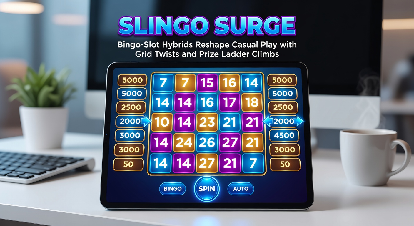 Close-up of a Slingo prize ladder with escalating multipliers from 1x to 1000x, highlighted wins glowing against a dynamic slot backdrop
